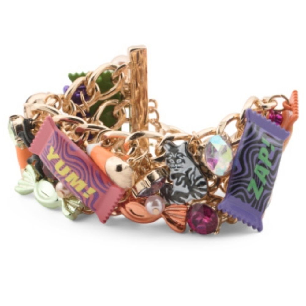 👉✨Betsey Johnson glow In Dark Pearl and Stones Candy Statement Line 8" Bracelet